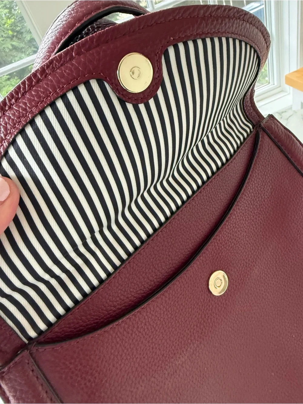 Kate Spade Burgundy Pebbled Leather Cobble Hill Adrien Satchel Bag